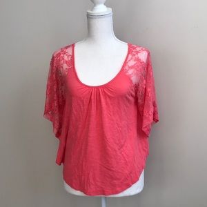 Coral lace top. EUC